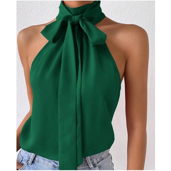 Luxe Neck Tie Halter Tank Top - Picture 7 of 10
